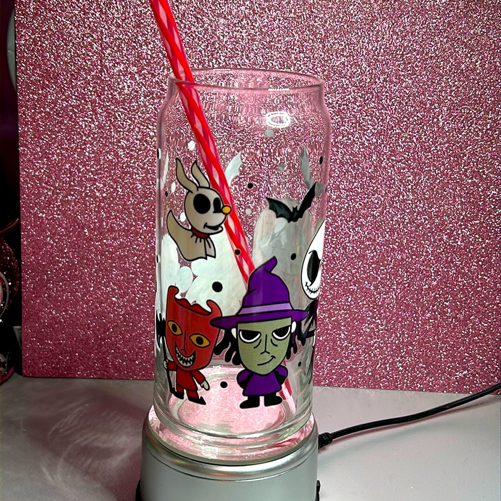 Hand Wrapped Spooky glass can